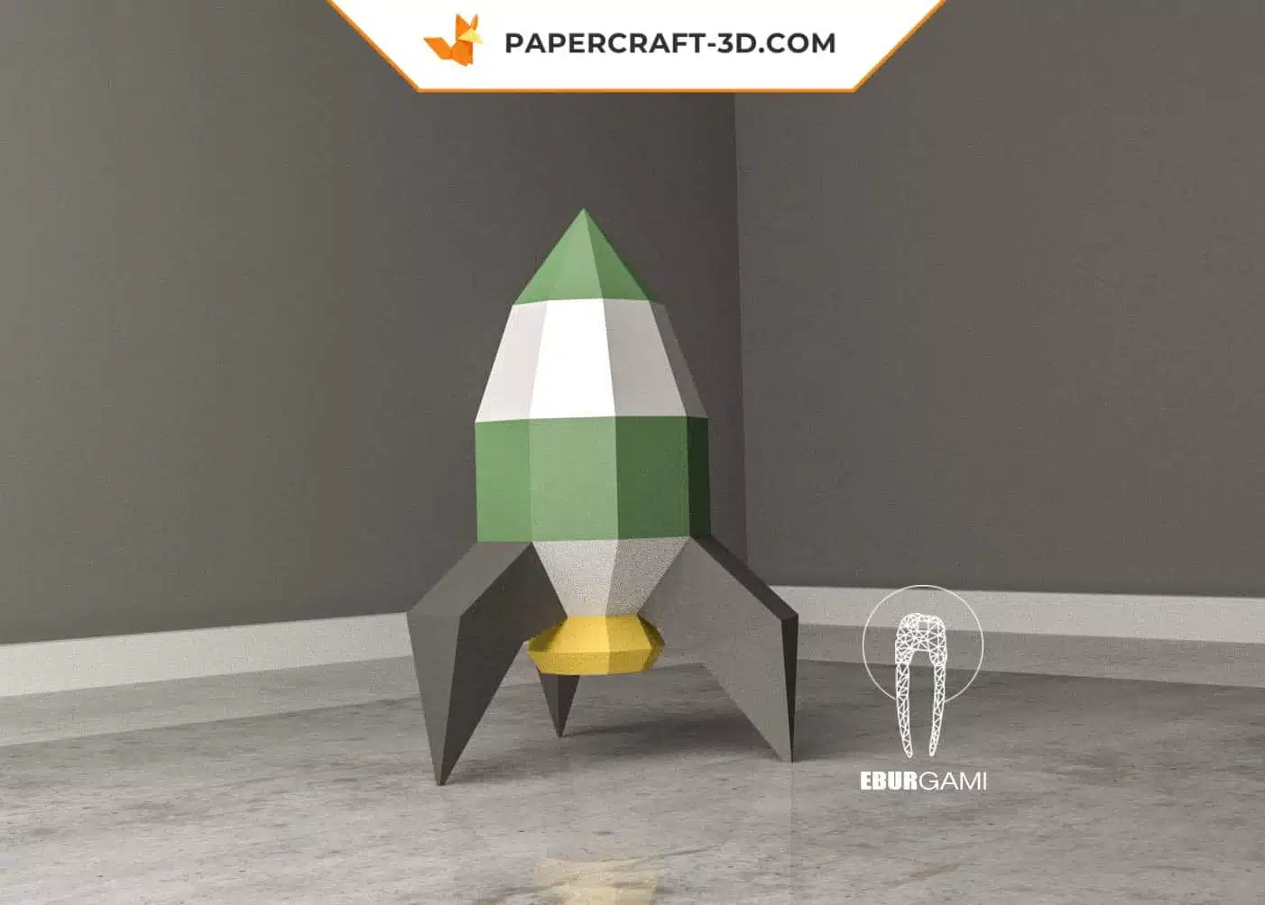 Papercraft von Weltraumrakete in 3D-Origami Papercraft von Weltraumrakete in 3D-Origami
