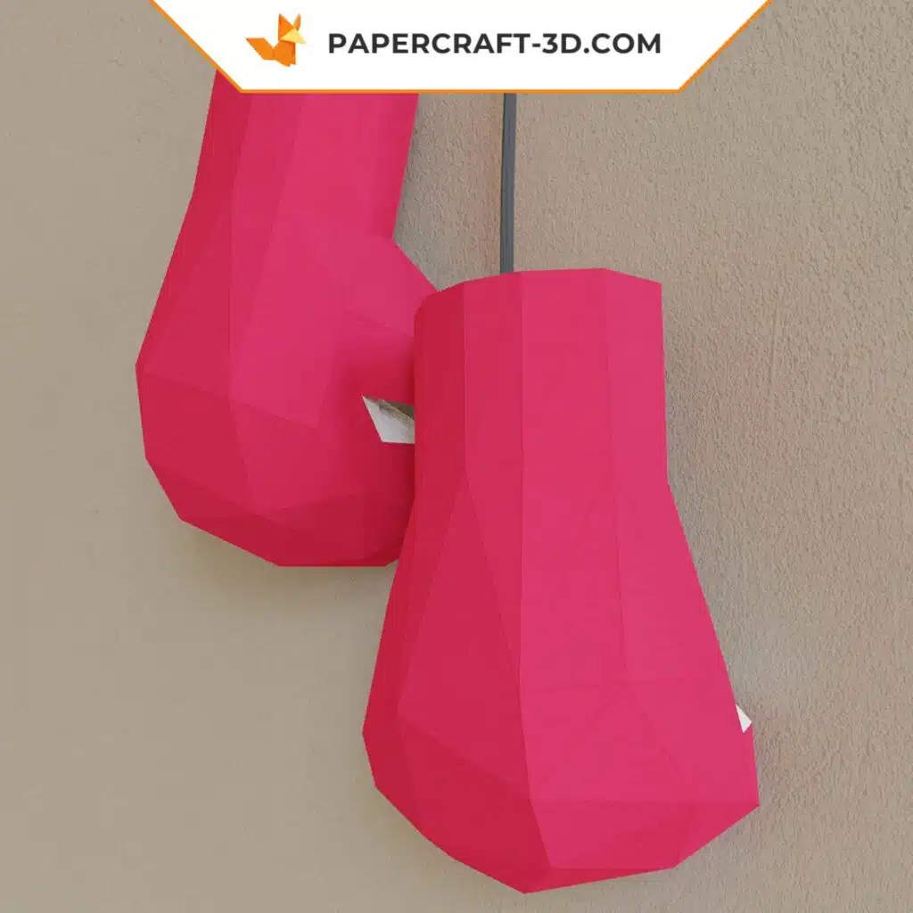 Papercraft gants de boxe en papier 3D origami, weergave 3