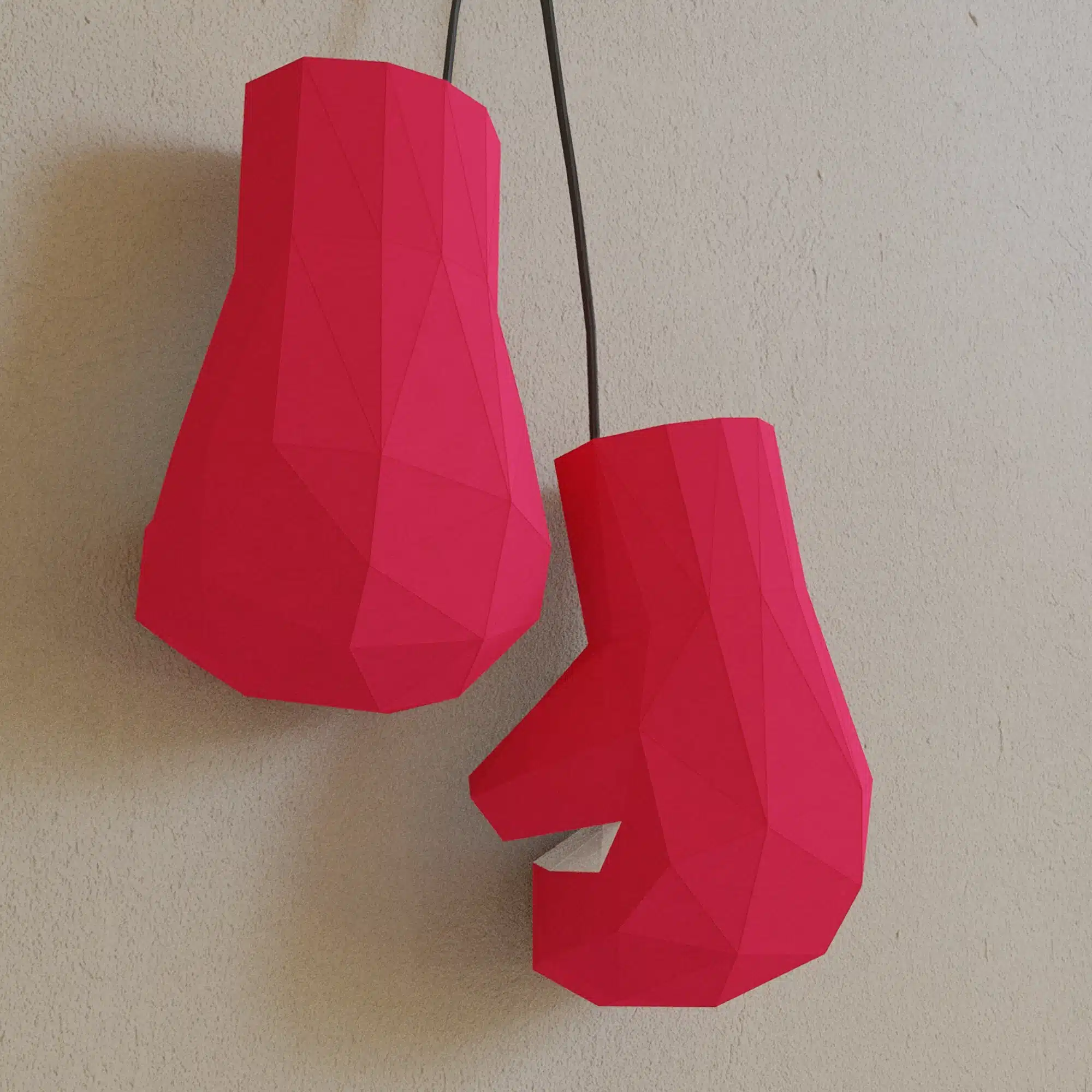 Papercraft gants de boxe en papier 3D origami, weergave 4