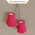 Papercraft gants de boxe en papier 3D origami, weergave 5