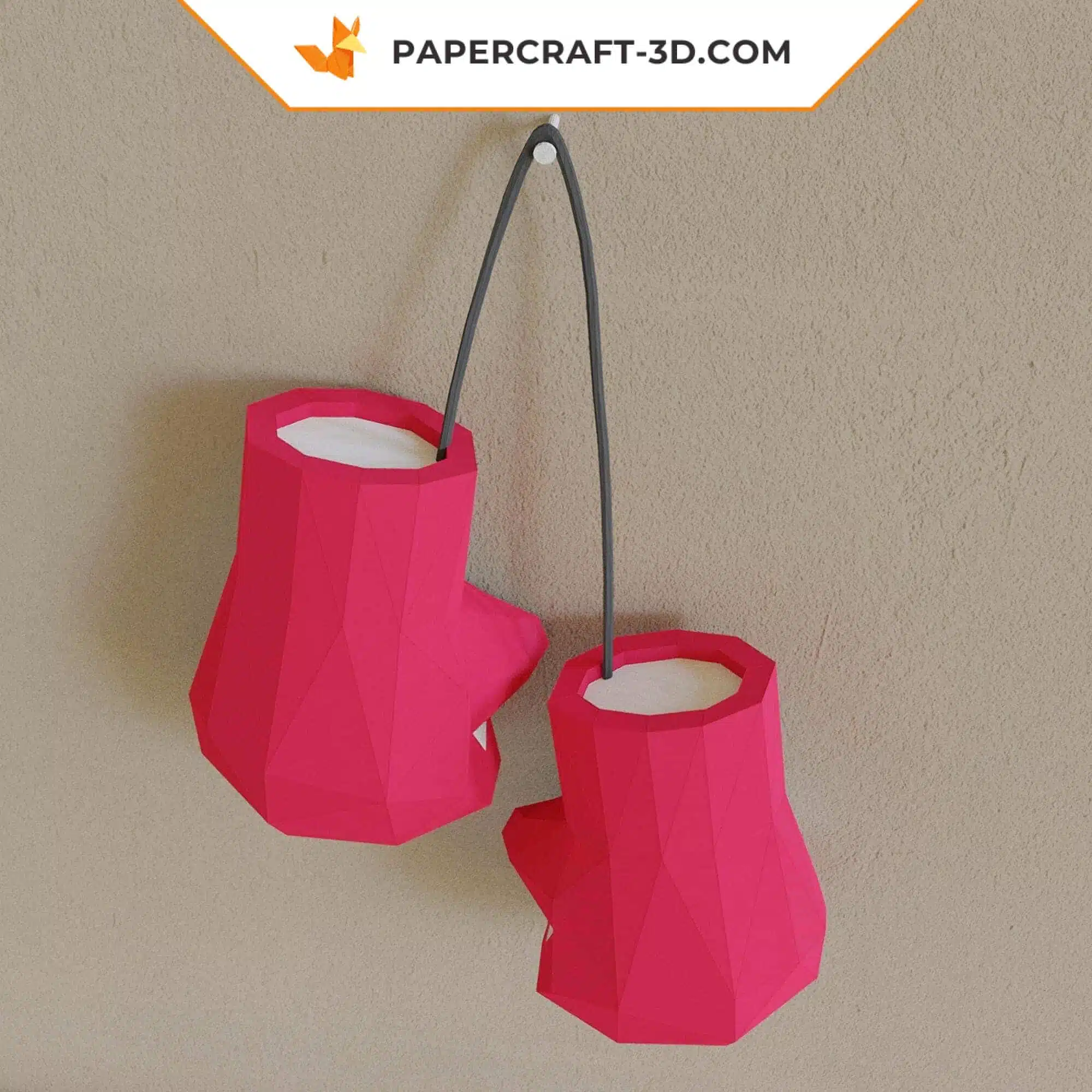 Papercraft gants de boxe en papier 3D origami, weergave 5