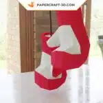 Papercraft gants de boxe en papier 3D origami, weergave 6