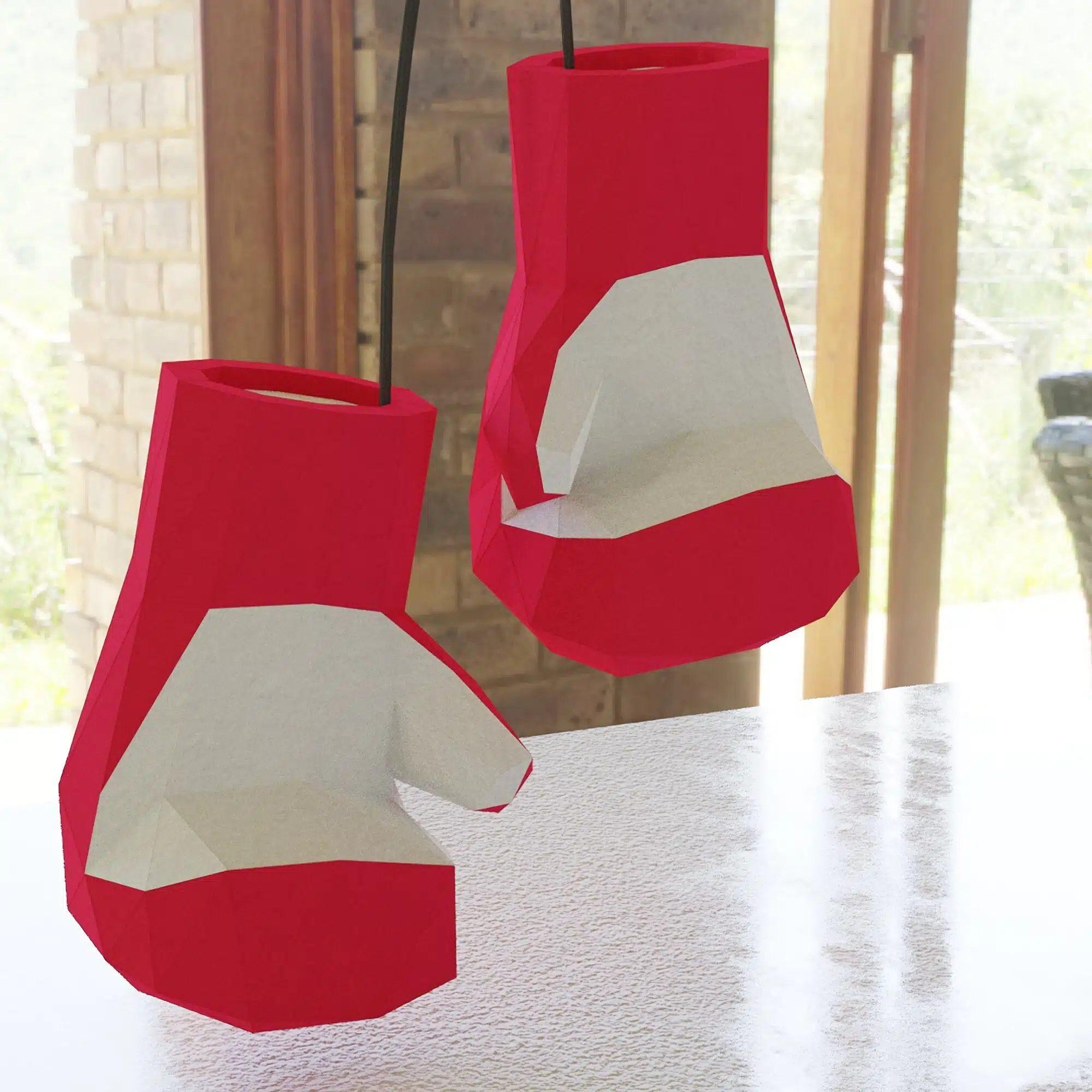 Papercraft gants de boxe en papier 3D origami, weergave 7