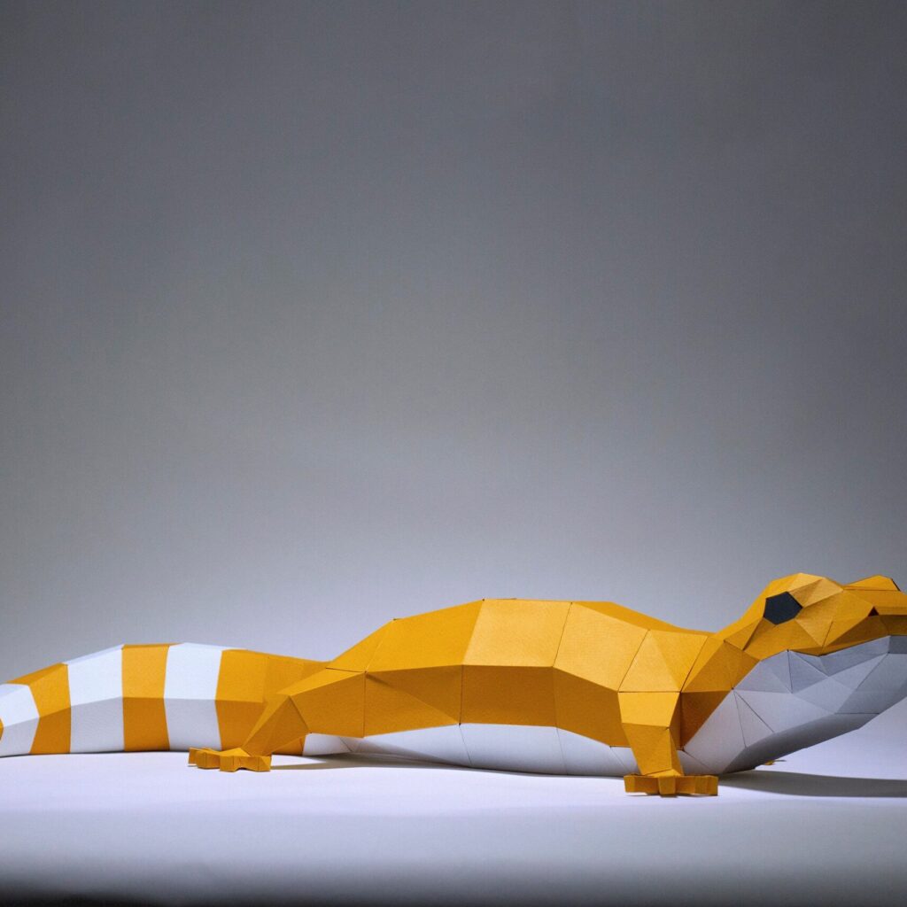 Papercraft de gecko léopard en origami 3D