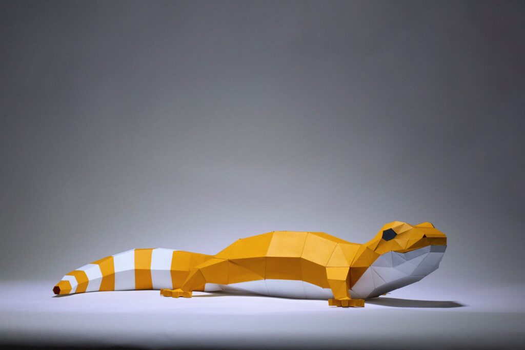 Papercraft di geco leopardino in origami 3D