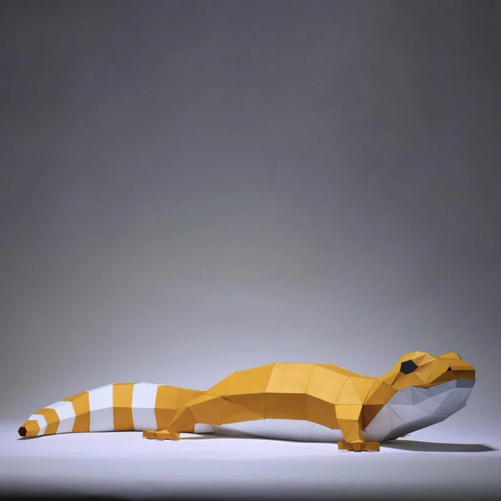3D-Origami-Papercraft eines Leopardgeckos