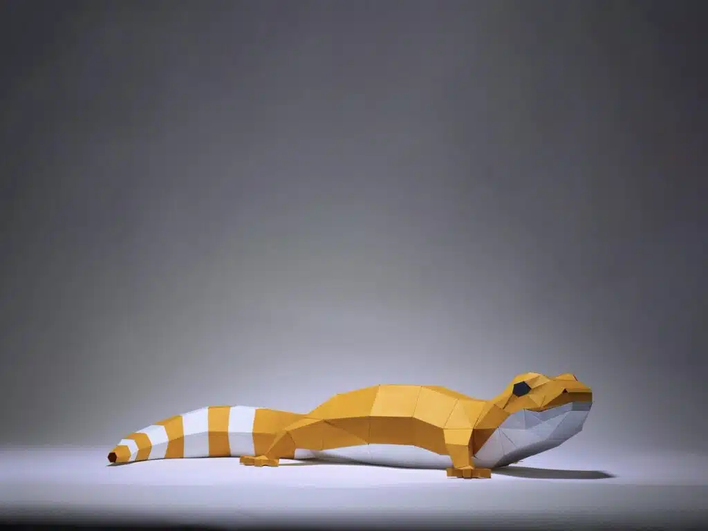 Papercraft gecko léopard en origami papier 3D