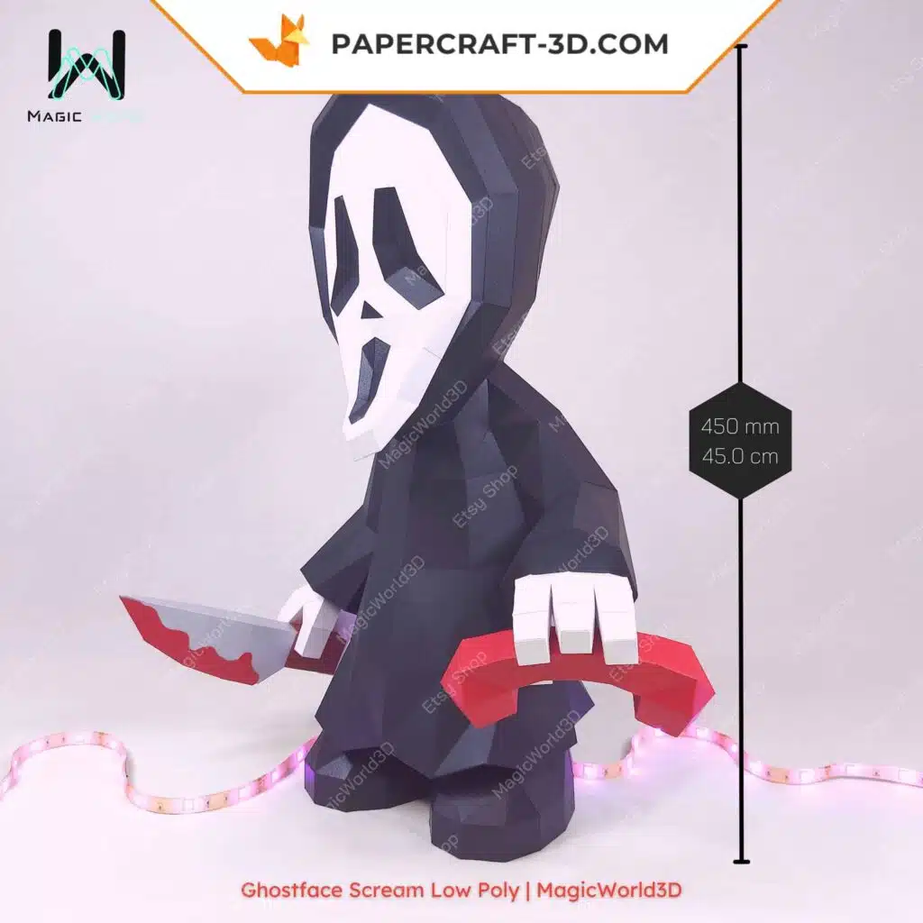 Papercraft Ghostface Scream em origami