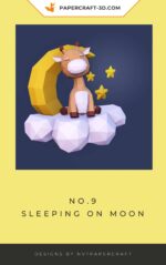 Papercraft sleeping giraffe on the moon in 3D origami