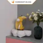 Papercraft giraffa addormentata sulla luna, modello in carta 3D, vista 7