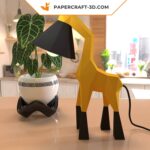 Papercraft giraffe lamp in origami 3D