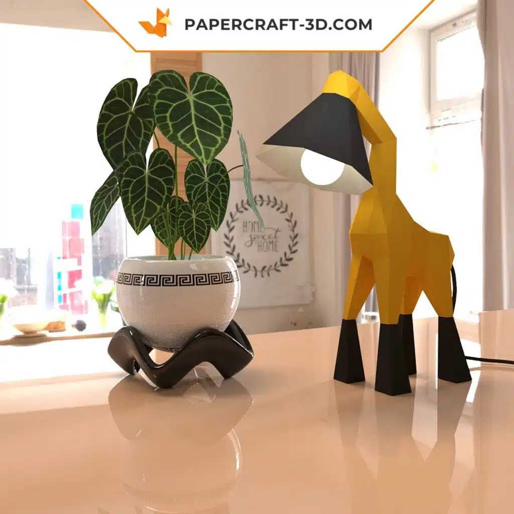Papercraft de lámpara jirafa en origami