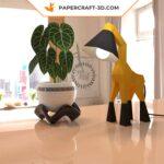 Papercraft giraffe lamp in origami 3D