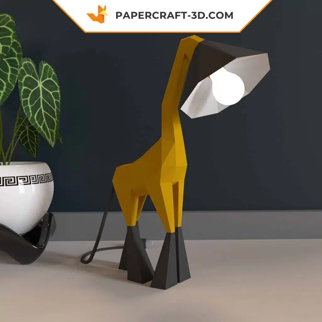 Papercraft de luminária girafa em origami