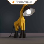 Papercraft giraffe lamp in origami 3D