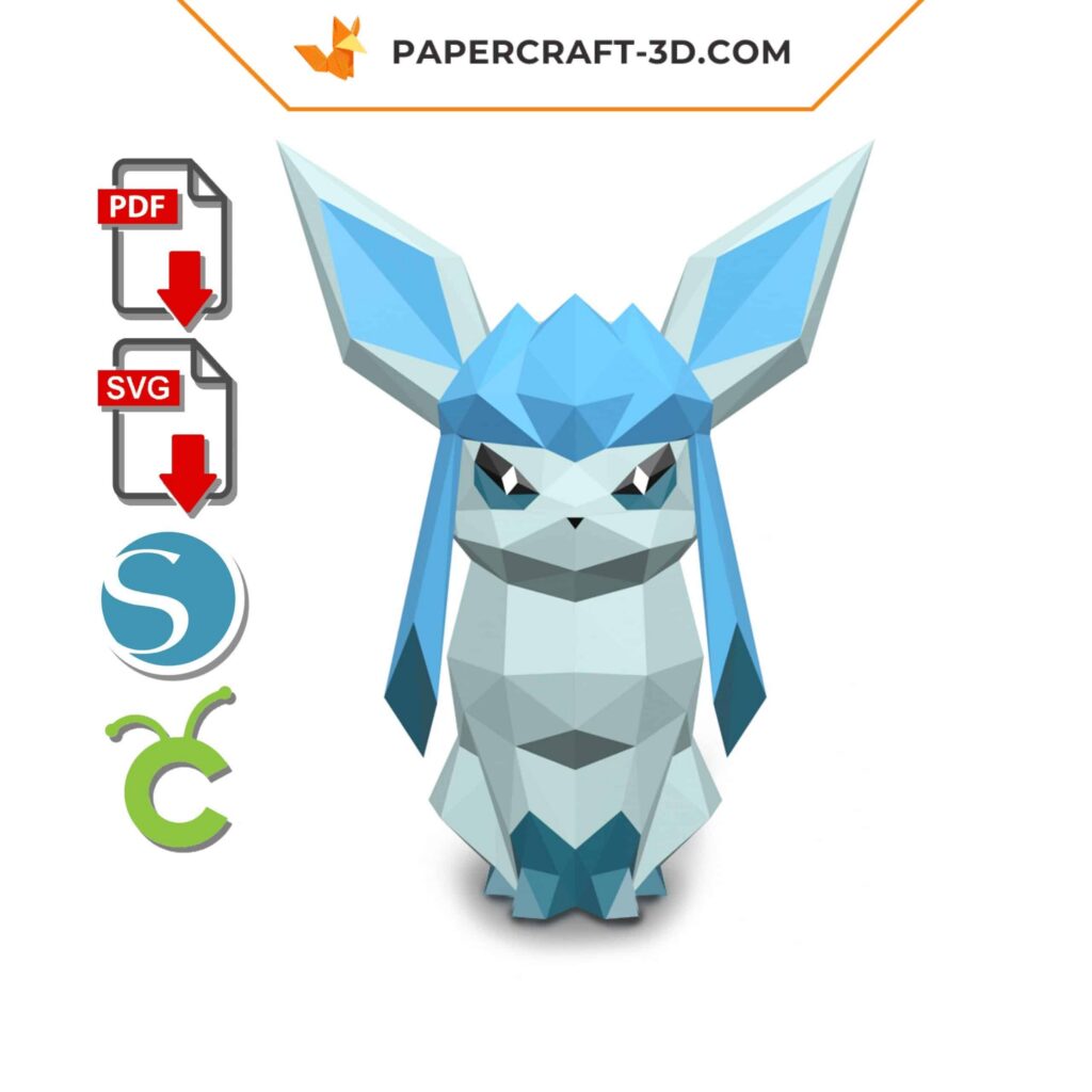 Papercraft de Glaceon Pokémon em origami 3D
