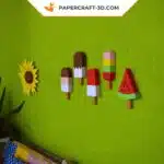 Papercraft glaces popsicles decorazione murale in origami