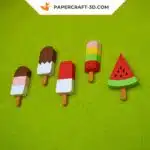Papercraft glaces popsicles decorazione murale in origami