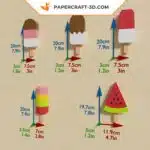 Papercraft glaces popsicles decorazione murale in origami
