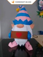 Papercraft Christmas gnome in origami