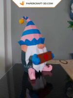 Papercraft Christmas gnome in origami