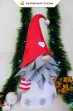 Papercraft gnome de Noël en origami 3D