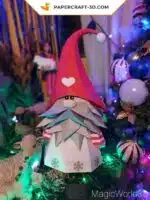 Gnomo de Natal em origami 3D