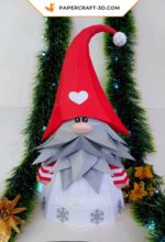Papercraft gnome de Noël en origami 3D