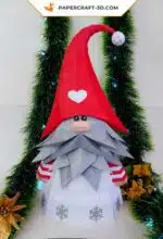 Gnomo de Natal em origami 3D
