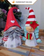 Papercraft gnome de Noël en origami 3D