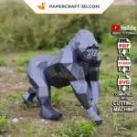 Papercraft de gorila gris a cuatro patas en origami 3D