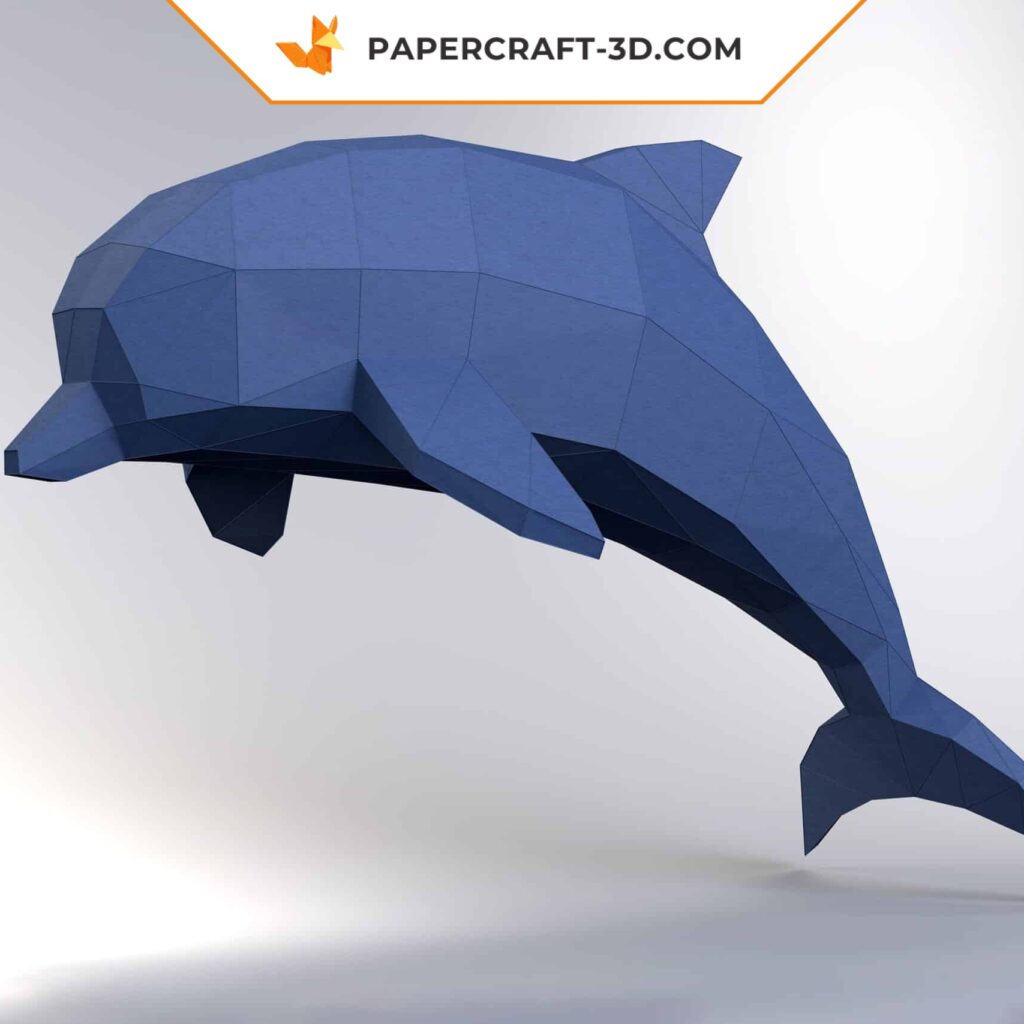 Papercraft dolphin in 3D origami