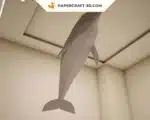 Papercraft de golfinho cinza de parede em origami 3D