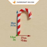 Papercraft von großer Weihnachtszuckerstange in 3D Origami