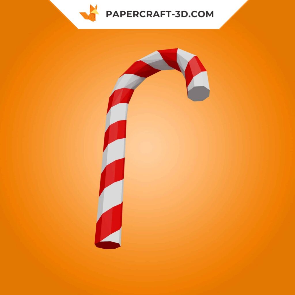 Weihnachtlicher Zuckerstab als 3D-Origami-Papercraft