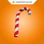 Papercraft von großer Weihnachtszuckerstange in 3D Origami