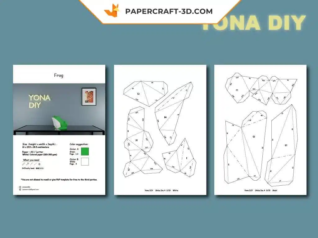 Papercraft grenouille origami papier 3D pour décoration d&rsquo;intérieur, weergave 7