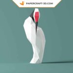 Papercraft de grou coroa-vermelha em origami 3D