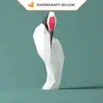 Papercraft de grou-coroada-vermelha em origami