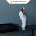 Papercraft de grou coroa-vermelha em origami 3D