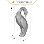 Papercraft de grou coroa-vermelha em origami 3D