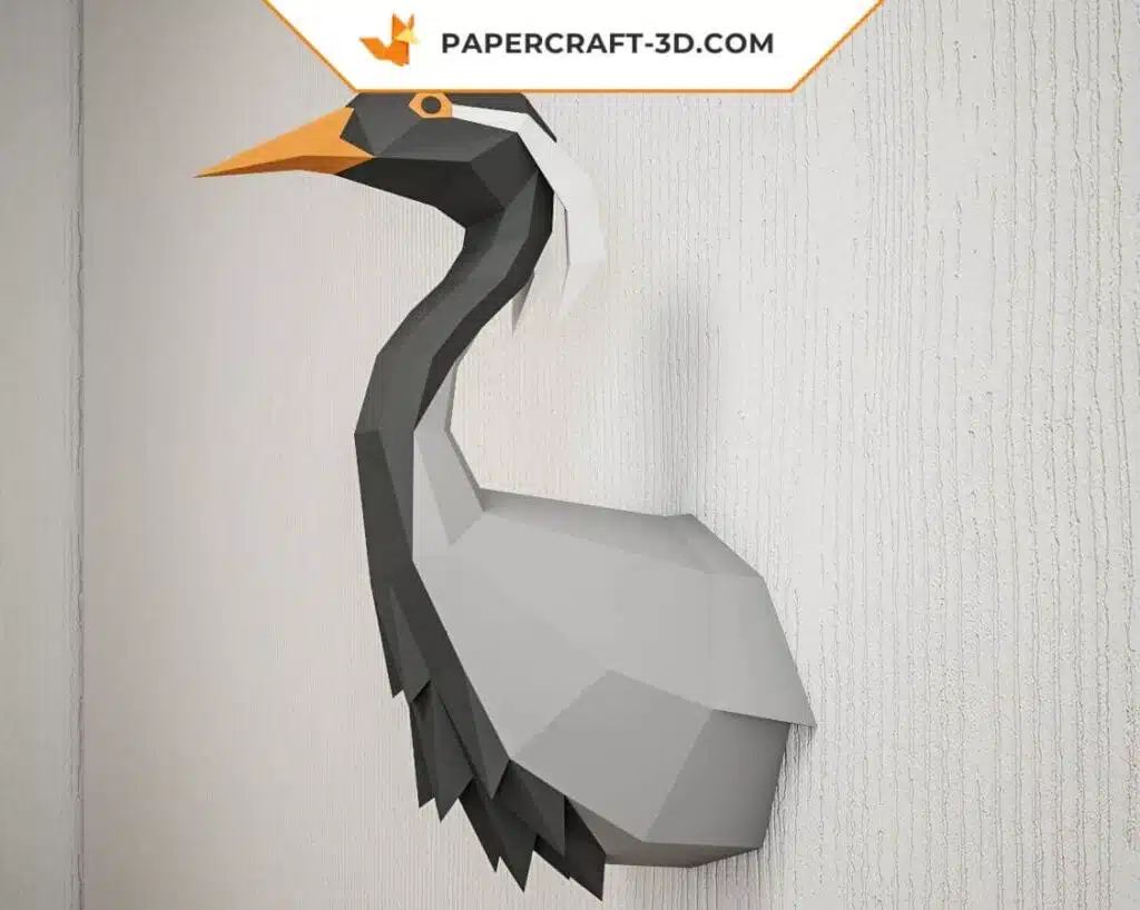 Papercraft Grue Demoiselle origami papier 3D, vue 2