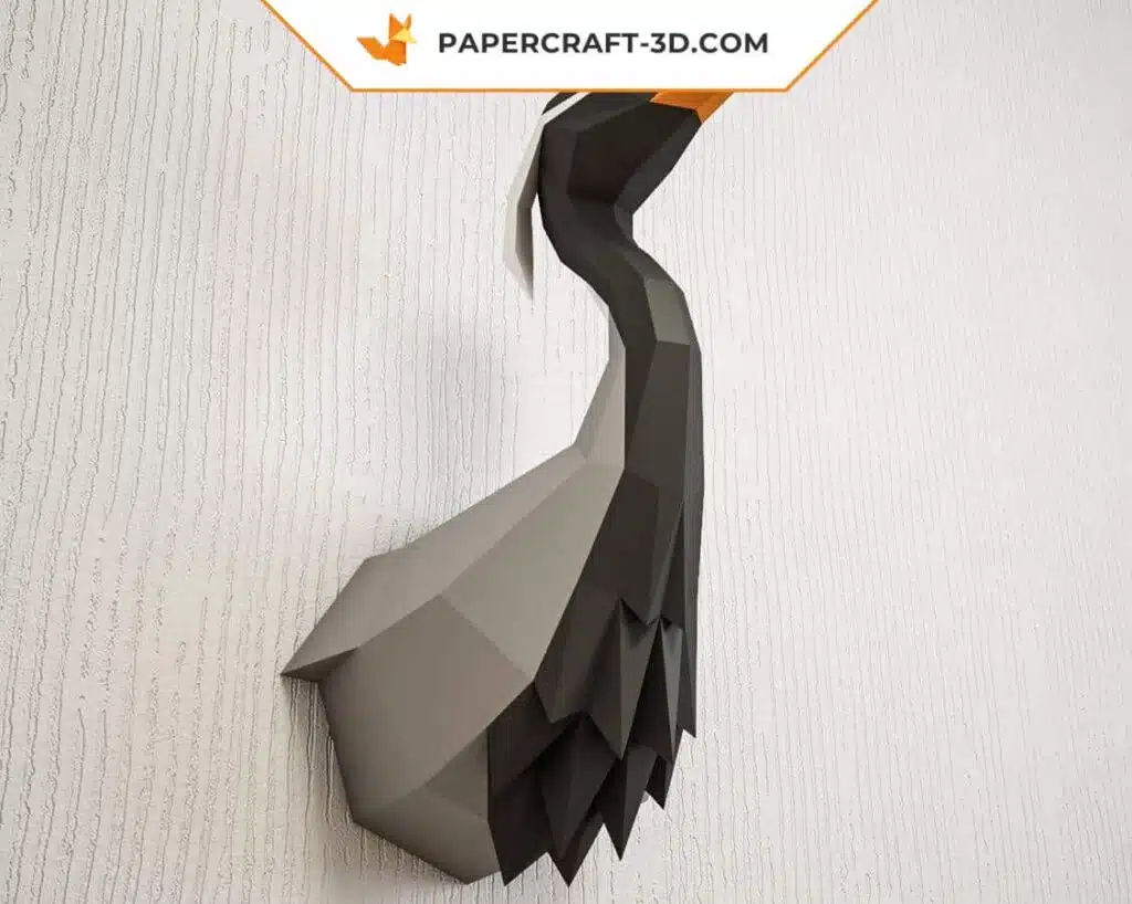 Papercraft Grue Demoiselle origami papier 3D, vue 3