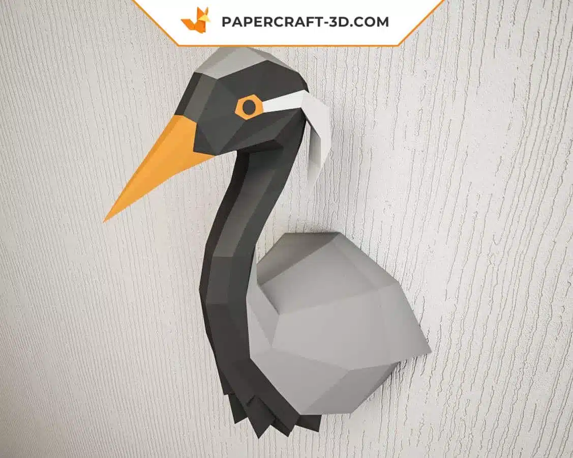 Papercraft Grue Demoiselle origami papier 3D, vue 6