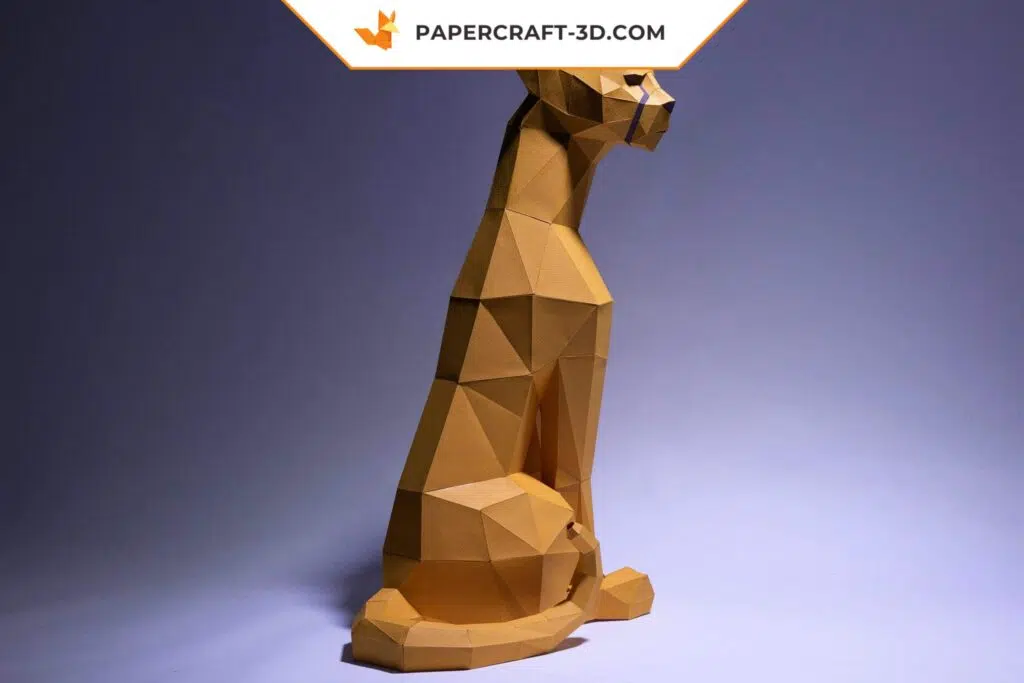 Papercraft de guepardo em origami 3D