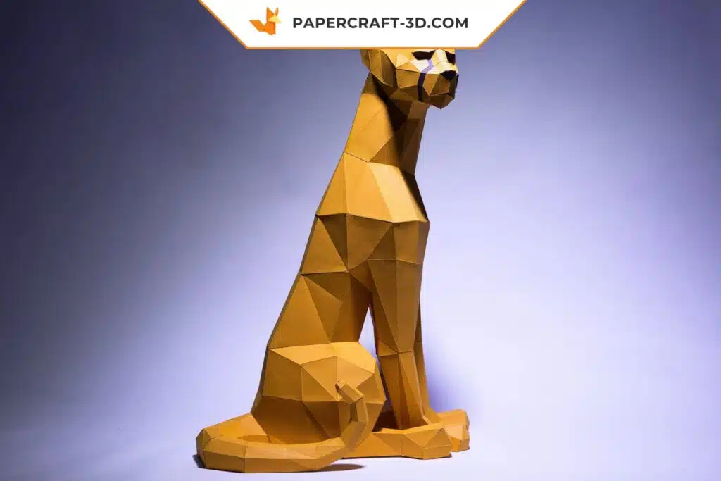 Papercraft de guepardo em origami 3D