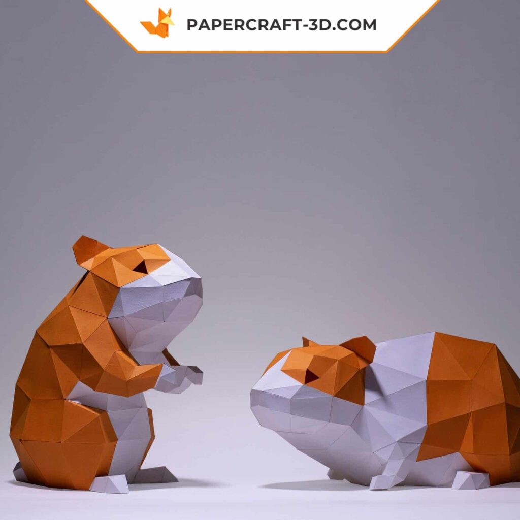 Papercraft of hamsters in 3D origami