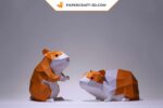Papercraft of hamsters in 3D origami