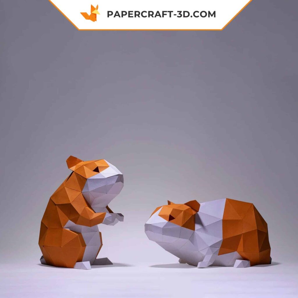 Papercraft of hamsters in 3D origami Papercraft of hamsters in 3D origami