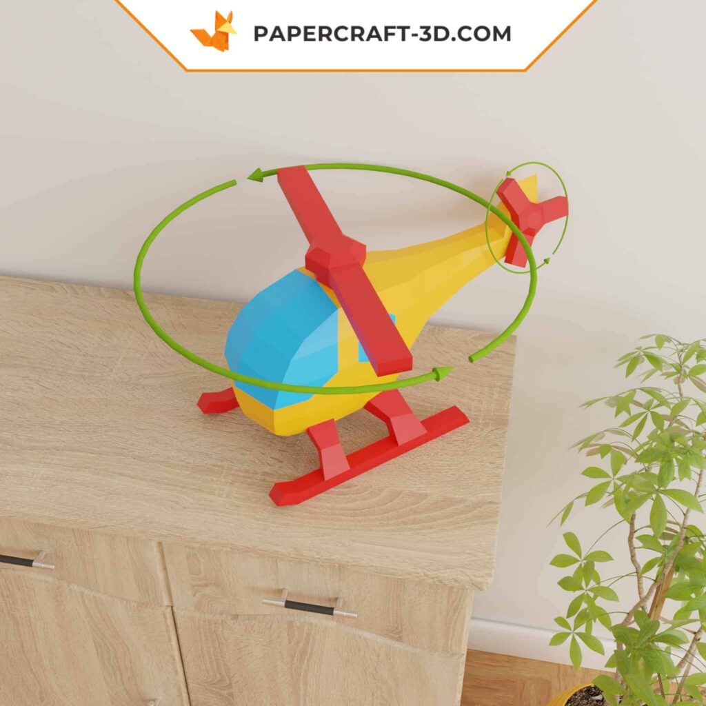 3D Origami Helicopter Papercraft